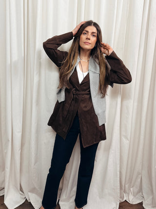 The Faux Suede Wrap Jacket