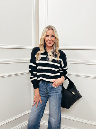 Farleigh Half Zip Stripe Sweater