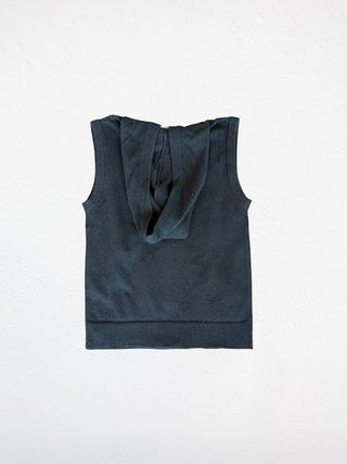 Hooded Zip Sleeveless Sweater