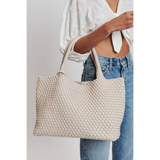 The Solana Woven Vegan Leather Tote in Ivory - Olive Street