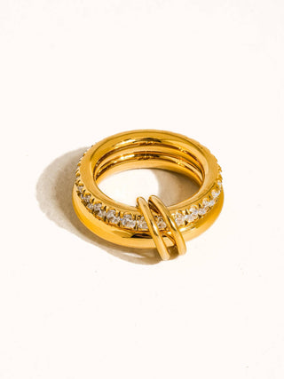 The Justine 18K Gold Non-Tarnish CZ Double Hoop Ring - Olive Street