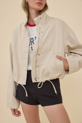 The Washed Stand Collar Jacket - Olive Street