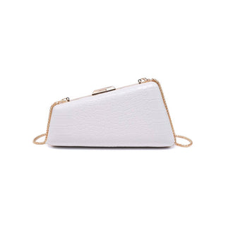 Irene - Croco Asymmetrical Evening Bag: Black - Olive Street