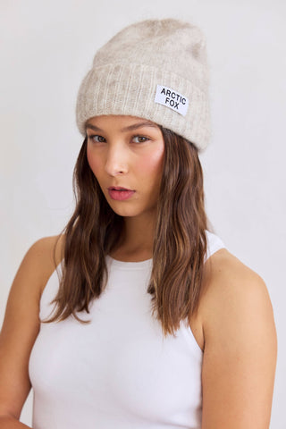 The Mohair Beanie in Alpine Ecru