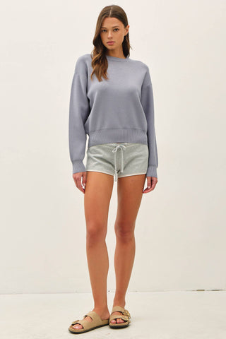 The Boyfriend Fit Crew Sweater in Blue