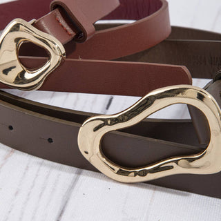 The Oval Abstract Buckle Belt in Black - Olive Street