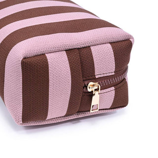 Essential Stripe Cosmetic & Travel Organizer Pouch: Pink Brown - Olive Street
