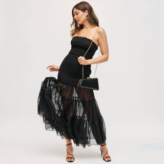 Irene - Croco Asymmetrical Evening Bag: Black - Olive Street