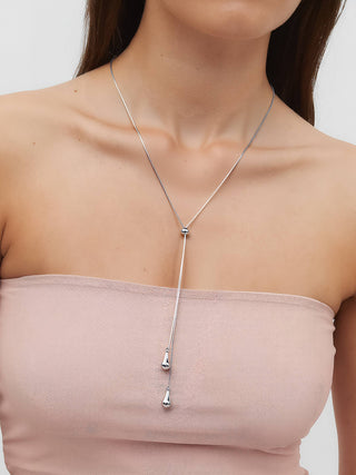 Trésor Non-Tarnish Adjustable Lariat Drop Necklace: Silver - Olive Street