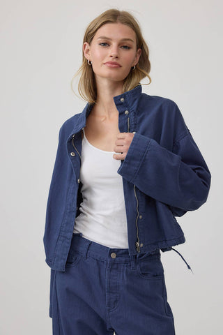 The Washed Indigo Stand Collar Jacket - Olive Street
