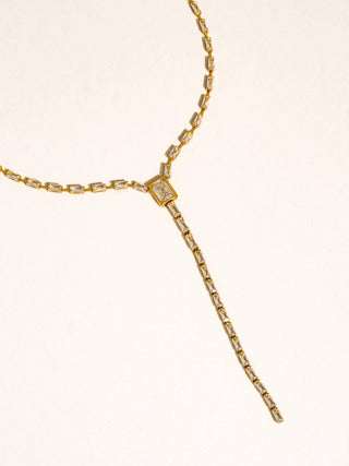The 18K Gold Non-Tarnish CZ Lariat Necklace