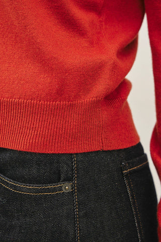 The Classic Cut Button Cardigan in Red