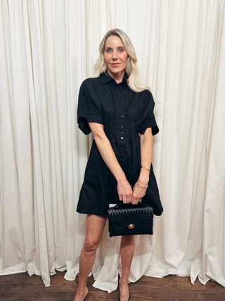 The Lorine Poplin Mini Shirt Dress - Olive Street
