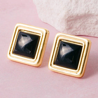 The Contrast Gold Frame Stud Earrings - Olive Street