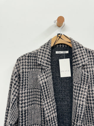 Houndstooth Knit Coat