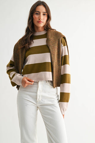 The Olive Bold Stripe Sweater - Olive Street