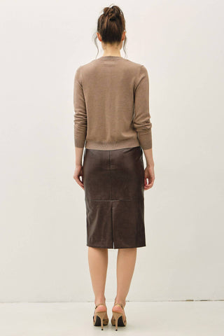 The Classic Cut Button Cardigan in Brown
