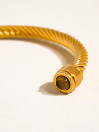 The 18K Gold Non-Tarnish Stone Braided Bangle