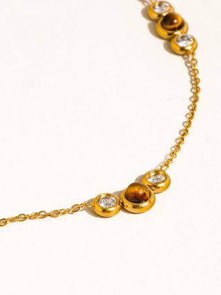 Embla 18K Gold Non-Tarnish Tiger Eye CZ Necklace: Yellow Gold - Olive Street
