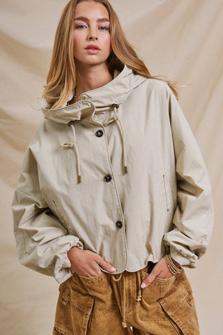 The Cropped Hooded Utility Jacket - Olive Street