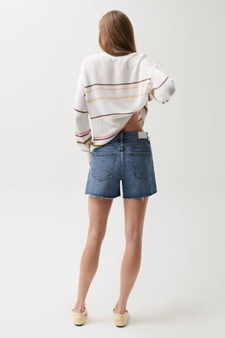 The Kennedy Relaxed Mid Rise Cut Off Short in Blue