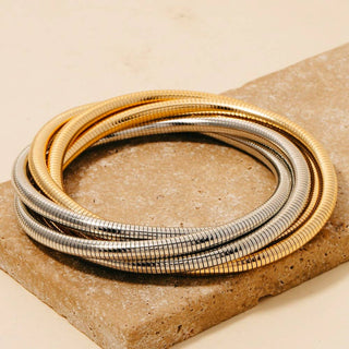 The Two Tone Coil Stretch Bracelet Set