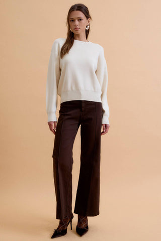 The Boyfriend Fit Crew Sweater in Cream