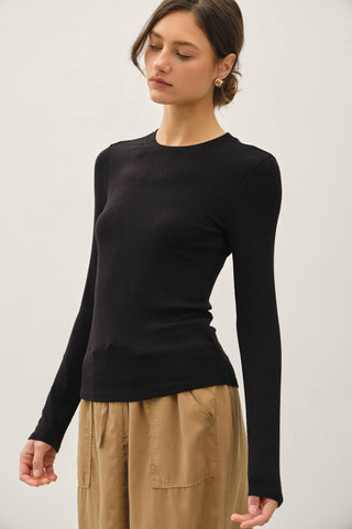 The Ribbed Super Soft Longsleeve Tee in Black
