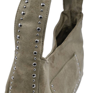 The Dahlia Faux Suede Studded Hobo in Green