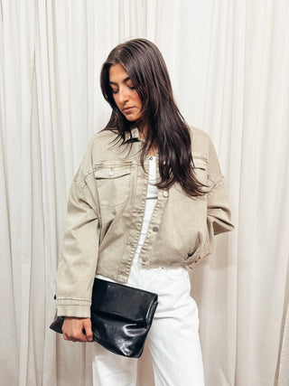 The Rumi Bubble Hem Denim Jacket - Olive Street