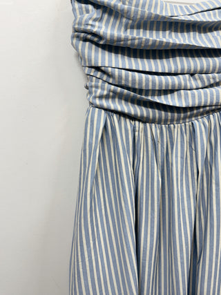 Strapless Ruched Stripe Dress