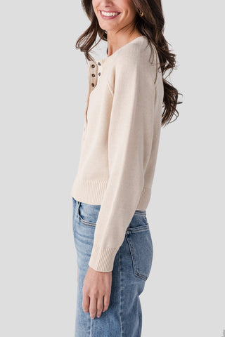 The Raglan Sleeve Henley Sweater - Olive Street