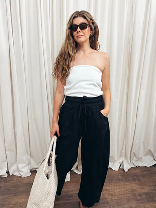 The French Terry Barrel Pant in Black