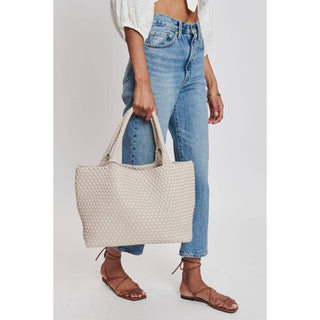 The Solana Woven Vegan Leather Tote in Ivory - Olive Street