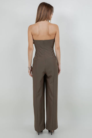 The Structured Woven Halter Jumpsuit with Corset Closure