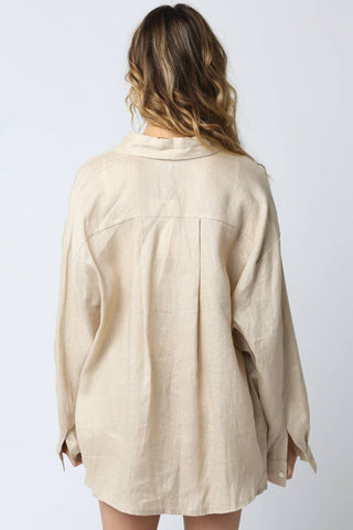 The Easy Linen Shirt in Tan - Olive Street