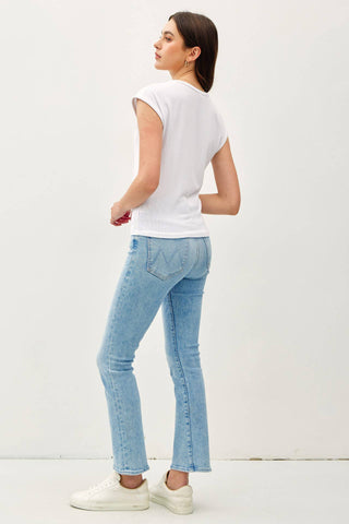 The Ribbed Cap Sleeve Tee in White - Olive Street