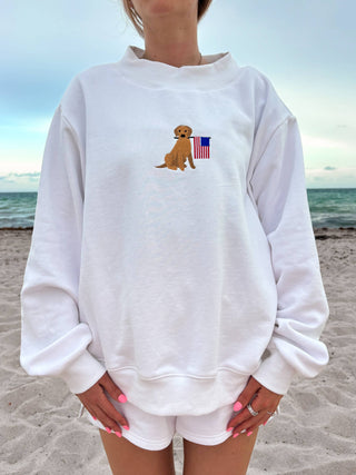 The Americana Golden Oversized Mockneck Sweatshirt - Olive Street