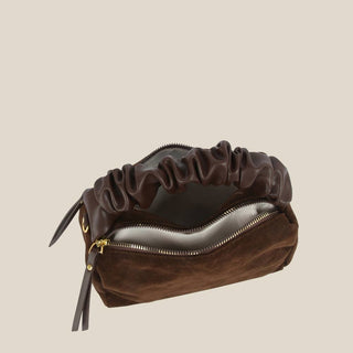 The Faux Suede Ruched Handle HandBag