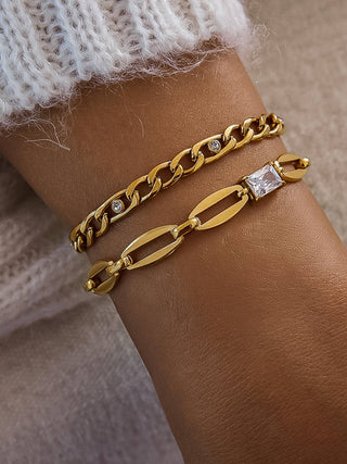 The 18K Gold Non-Tarnish Chain CZ Bracelet