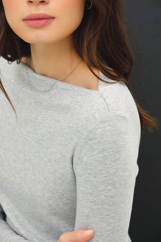 The Boat Neck Basic Long Sleeve in Grey - Olive Street