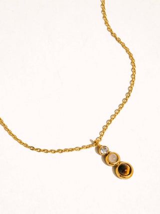 Evania 18K Gold Non-Tarnish Tiger Eye Drop Necklace: Yellow Gold - Olive Street