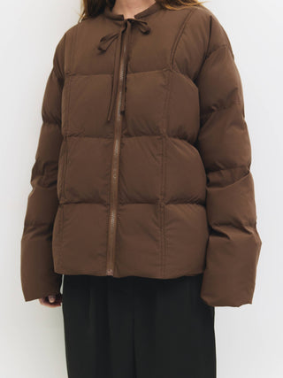 The Puffer Jacket with Neck Tie Detail