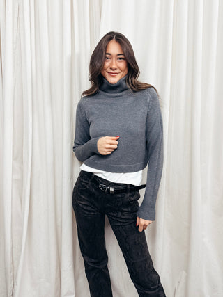 The Pugliese Turtleneck Sweater in Dark Grey