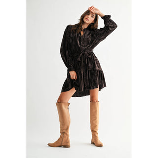 The Seam Detail Velvet Mini Dress