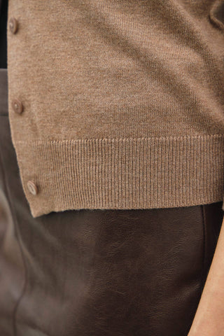 The Classic Cut Button Cardigan in Brown