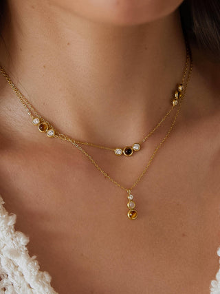 Evania 18K Gold Non-Tarnish Tiger Eye Drop Necklace: Yellow Gold - Olive Street