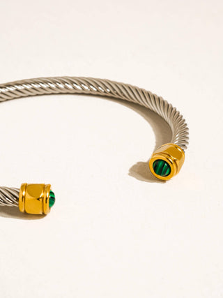 The 18K Gold Non-Tarnish Stone Braided Bangle