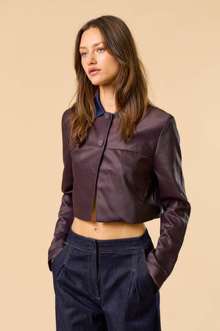 The Contrast Collar Pinstripe Cropped Jacket