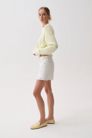 The Kennedy Relaxed Mid Rise Cut Off Short in White